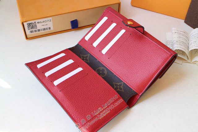 lv錢包 Pallas錢夾 M60140紫紅 lv小牛皮翻蓋女錢包  lvqb1047